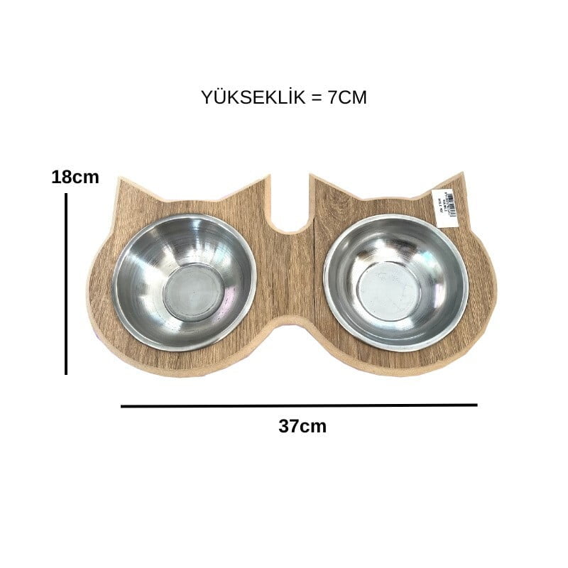 Mdf İkili Mama ve Su Kabı Baykuş Model