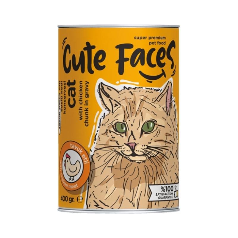 Cute Faces Parça Tavuklu Yetişkin Kedi Yaş Mama 400gr