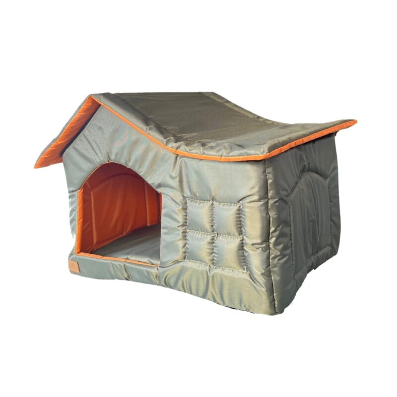 TarzPet Dış Mekan Kumaş Çatılı Ev Haki Yeşil 58x43x35 cm - Görsel 2