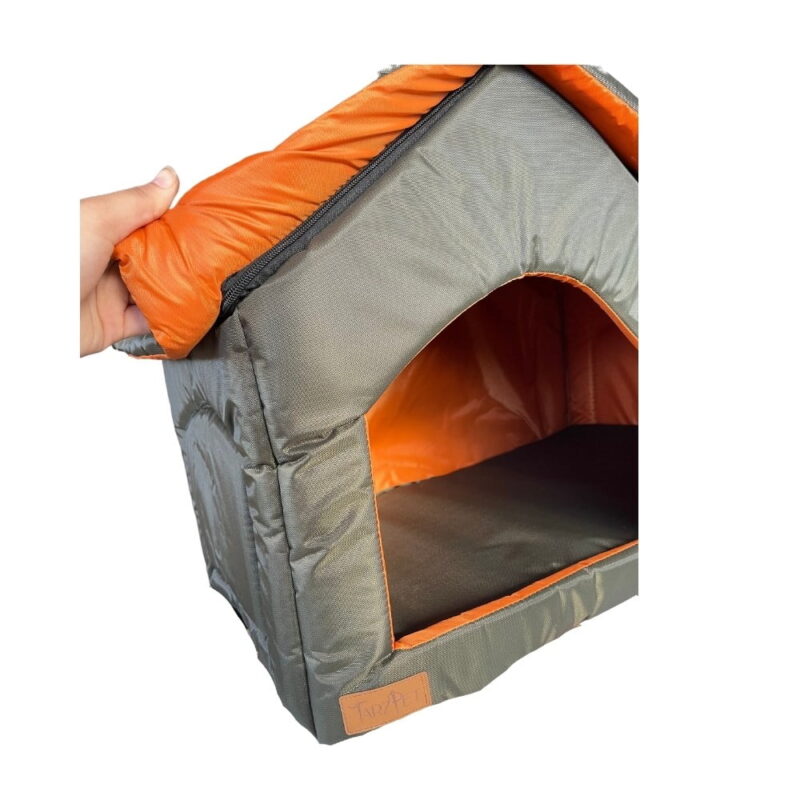 TarzPet Dış Mekan Kumaş Çatılı Ev Haki Yeşil 58x43x35 cm - Görsel 3