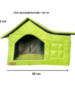 TarzPet Dış Mekan Kumaş Çatılı Ev Yeşil 58x43x35 cm