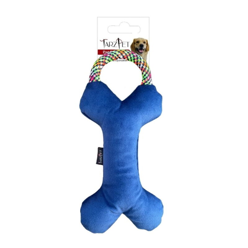 TarzPet İpli Vik Vik Sesli Kemik Köpek Oyuncağı 29 cm Lacivert