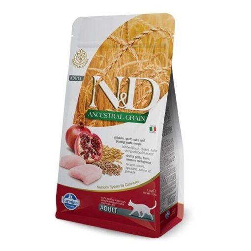 N&D Az Tahıllı Tavuk ve Narlı Yetişkin Kedi Maması 5Kg Paket