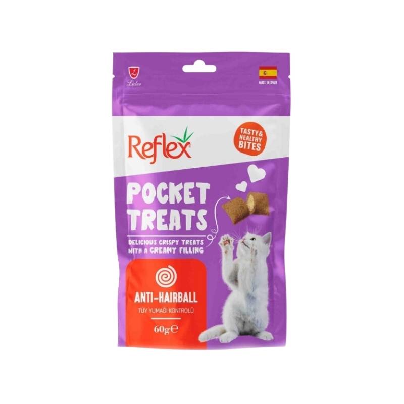 Reflex Pocket Treats Anti-Hairball Tüy Yumağı Kontrolü Kedi Ödül Maması 60gr