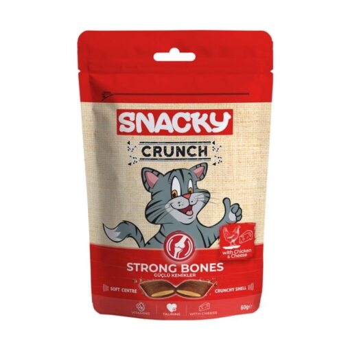 Snacky Crunch Tavuklu ve Peynirli Kedi Ödülü Güçlü Kemikler 60gr
