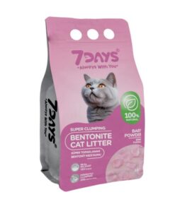 7Days Topaklanan Bentonit Pudra Kokulu İnce Taneli Kedi Kumu 10Lt