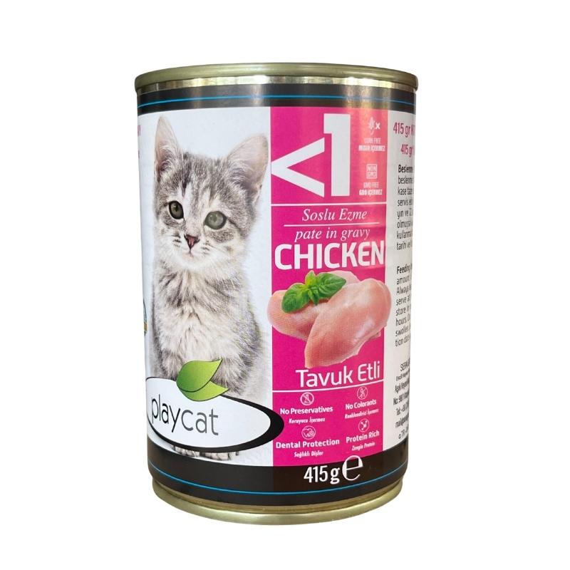 Playcat Tavuklu Pate Kıyılmış Yavru Kedi Yaş Maması 415gr