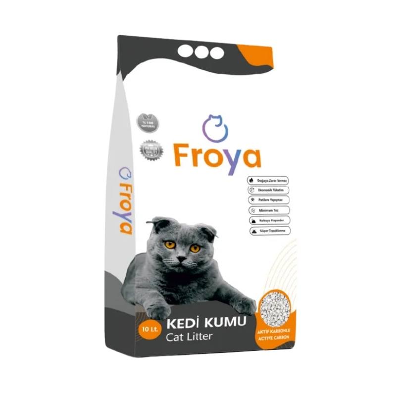 Froya Topaklanan Aktif Karbonlu İnce Taneli Kedi Kumu 10Lt