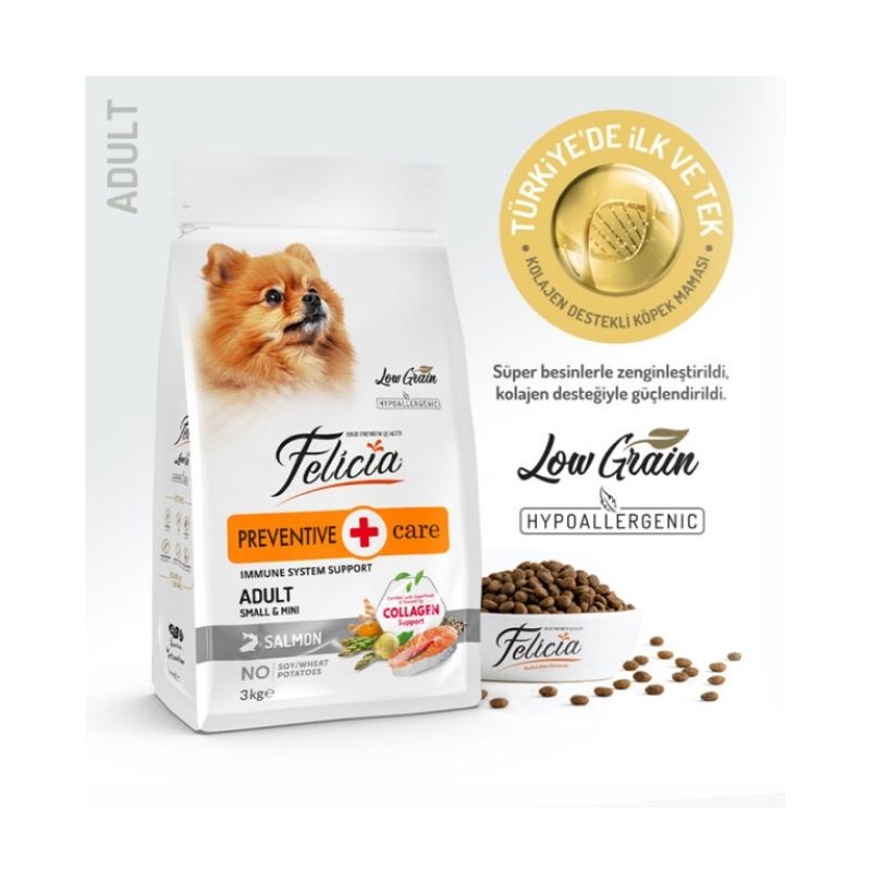Felicia Mini Küçük Irk Somon Balıklı Yetişkin Köpek Maması 1Kg Vakumlu