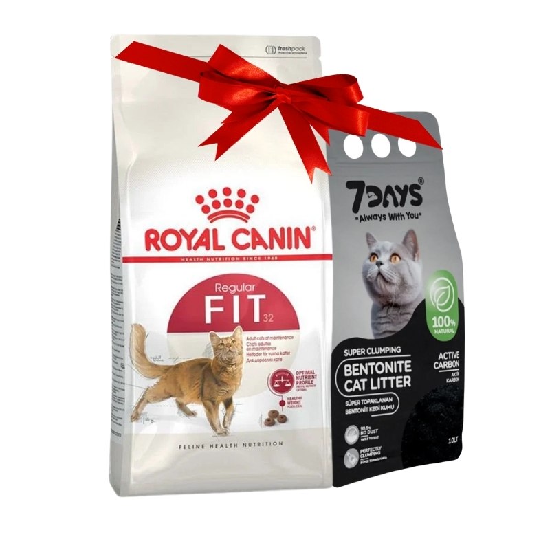 Royal Canin Fit 32 Yetişkin Kedi Maması 15Kg Paket +  7Days Karbonlu 10lt Kedi Kumu Hediye