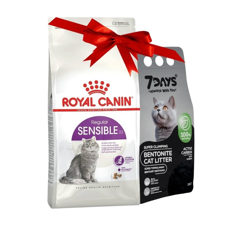 Royal Canin Sensible Hassas Yetişkin Kedi Maması 15Kg Paket + 7Days Karbonlu 10lt Kedi Kumu Hediye