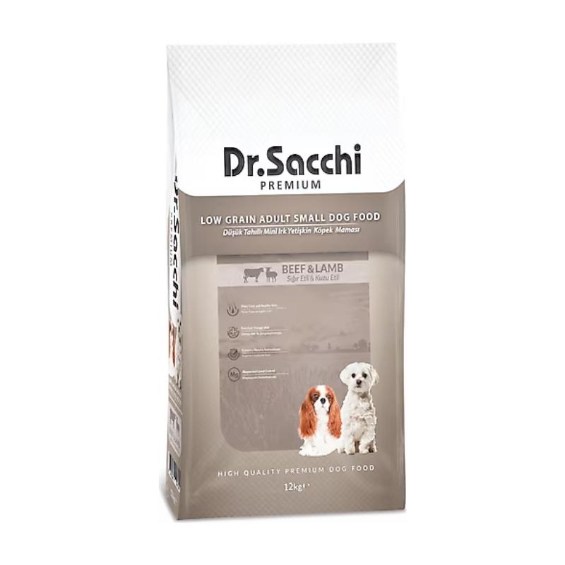 Dr.Sacchi Az Tahıllı Sığır Etli ve Kuzu Etli Mini Irk Yetişkin Köpek Maması 1Kg