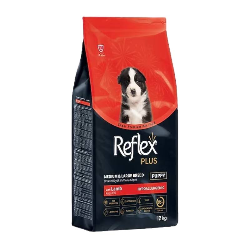 Reflex Plus Puppy Orta ve Büyük Irk Kuzu Etli Yavru Köpek Maması 3Kg Paket