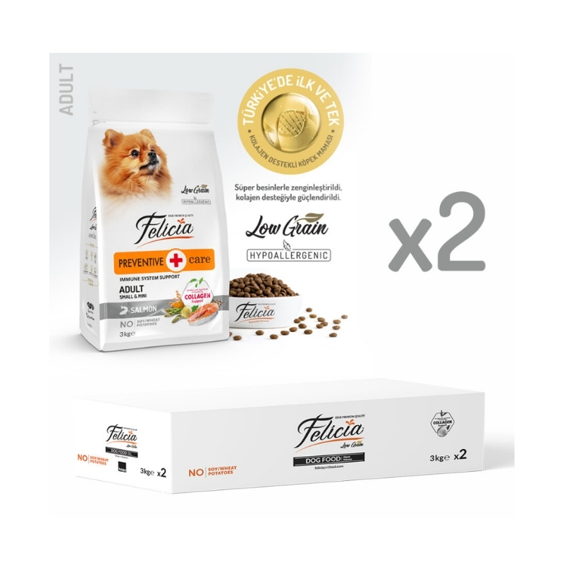 Felicia Mini Küçük Irk Somon Balıklı Yetişkin Köpek Maması 2X3Kg Paket